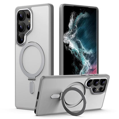 MagSafe Airbag Shockproof Frosted Phone Case with Fold Holder