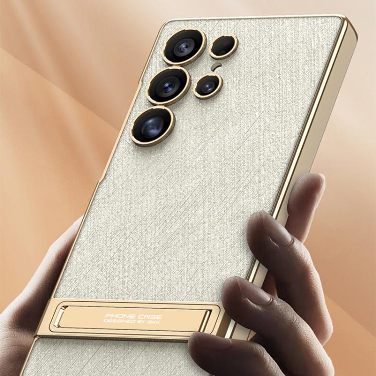 GKK Triumph Ultra-Thin Plain Leather Silver Brocade Phone Case with Holder