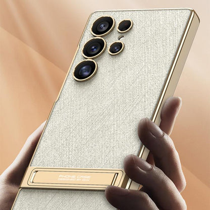 GKK Triumph Ultra-Thin Plain Leather Silver Brocade Phone Case with Holder