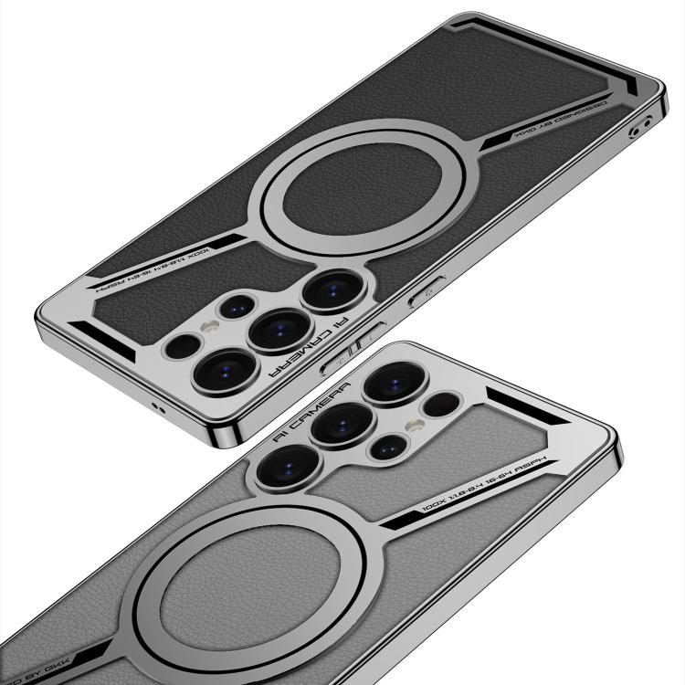 GKK Electroplating Leather Z-Shape MagSafe Phone Case, Not Included Pen