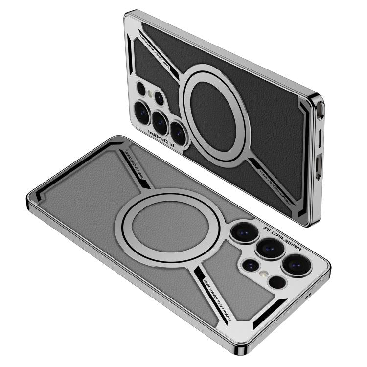 GKK Electroplating Leather Z-Shape MagSafe Phone Case, Not Included Pen