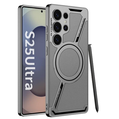 GKK Electroplating Leather Z-Shape MagSafe Phone Case, Not Included Pen