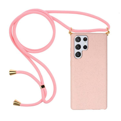 Wheat Straw Material Hybrid TPU Phone Case with Lanyard