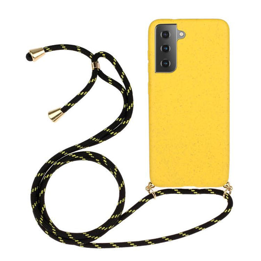 Wheat Straw Material Hybrid TPU Phone Case with Lanyard