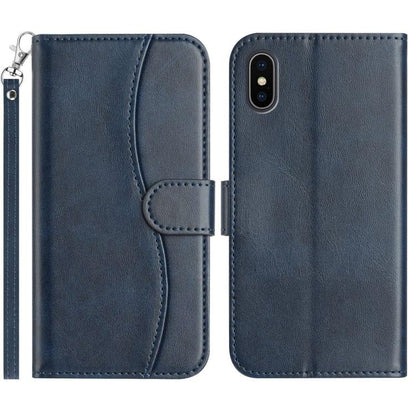Dual-Folded S-shape Leather Phone Case