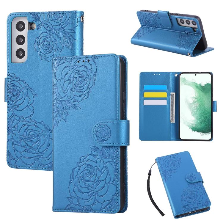 Rose Flower Embossed 3-Card Slots Leather Phone Case