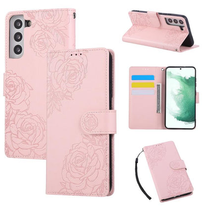 Rose Flower Embossed 3-Card Slots Leather Phone Case
