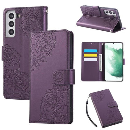 Rose Flower Embossed 3-Card Slots Leather Phone Case