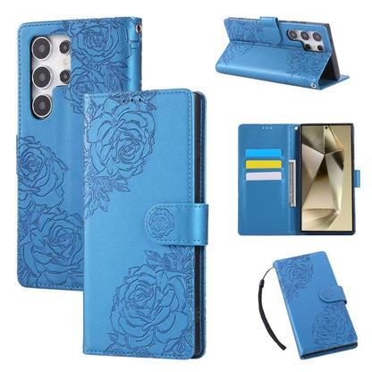 Rose Flower Embossed 3-Card Slots Leather Phone Case