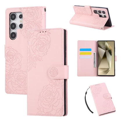 Rose Flower Embossed 3-Card Slots Leather Phone Case