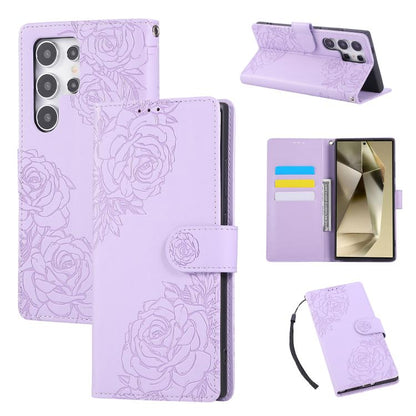 Rose Flower Embossed 3-Card Slots Leather Phone Case