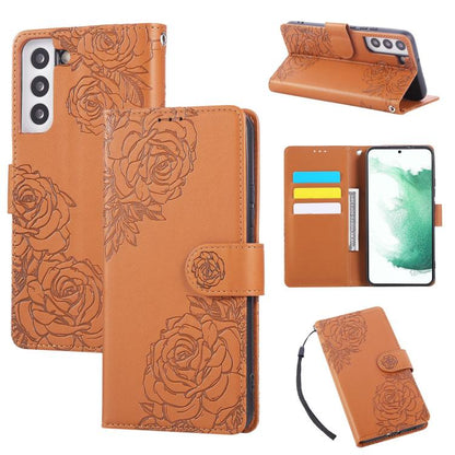 Rose Flower Embossed 3-Card Slots Leather Phone Case