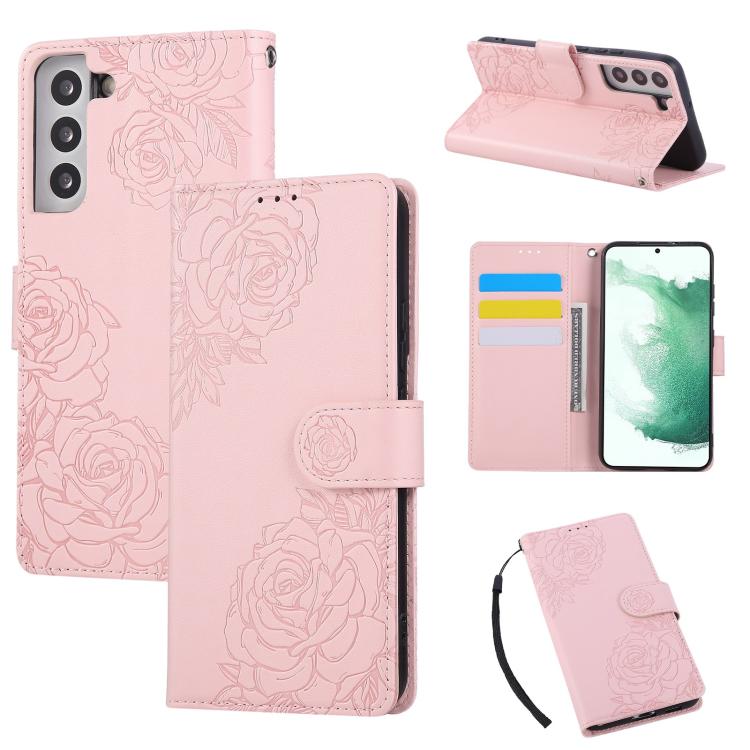 Rose Flower Embossed 3-Card Slots Leather Phone Case