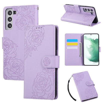 Rose Flower Embossed 3-Card Slots Leather Phone Case