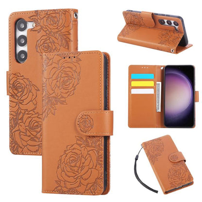 Rose Flower Embossed 3-Card Slots Leather Phone Case