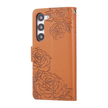 Rose Flower Embossed 3-Card Slots Leather Phone Case
