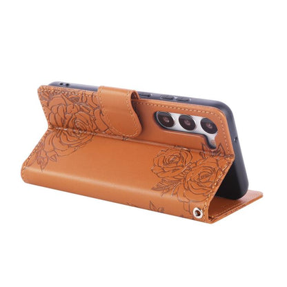 Rose Flower Embossed 3-Card Slots Leather Phone Case