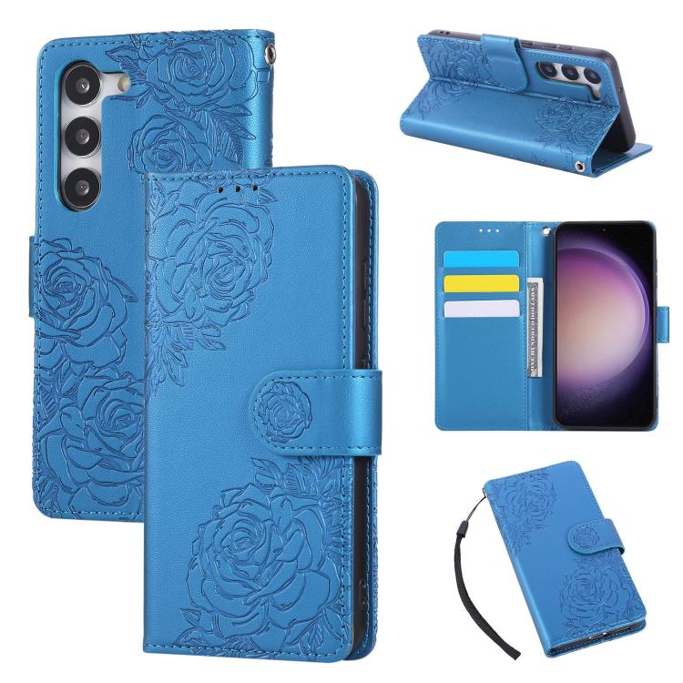 Rose Flower Embossed 3-Card Slots Leather Phone Case