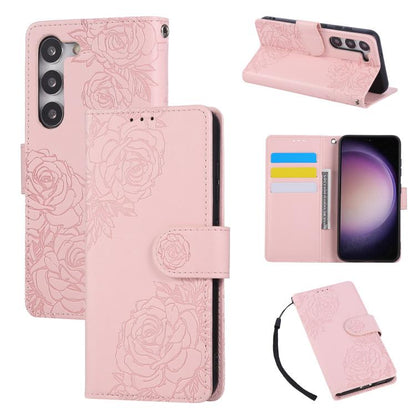 Rose Flower Embossed 3-Card Slots Leather Phone Case