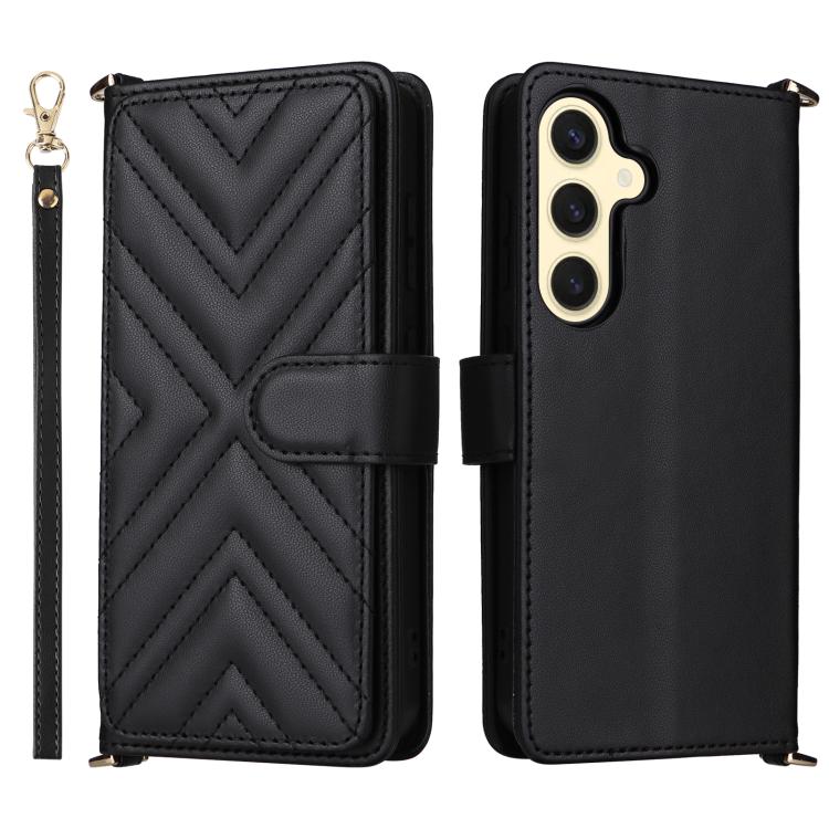 Multifunctional 6-Card Slots Leather Phone Case with Wrist Strap