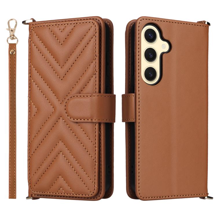 Multifunctional 6-Card Slots Leather Phone Case with Wrist Strap