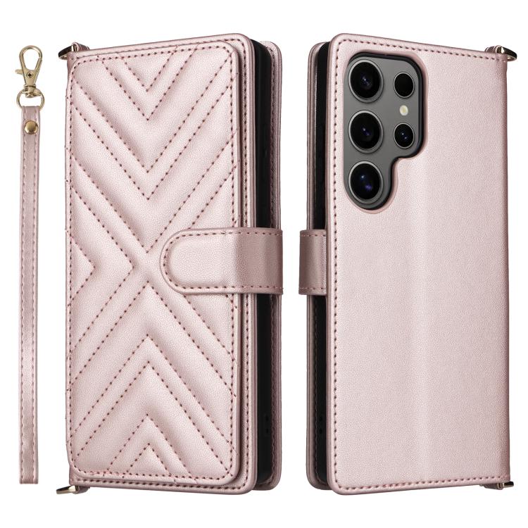 Multifunctional 6-Card Slots Leather Phone Case with Wrist Strap