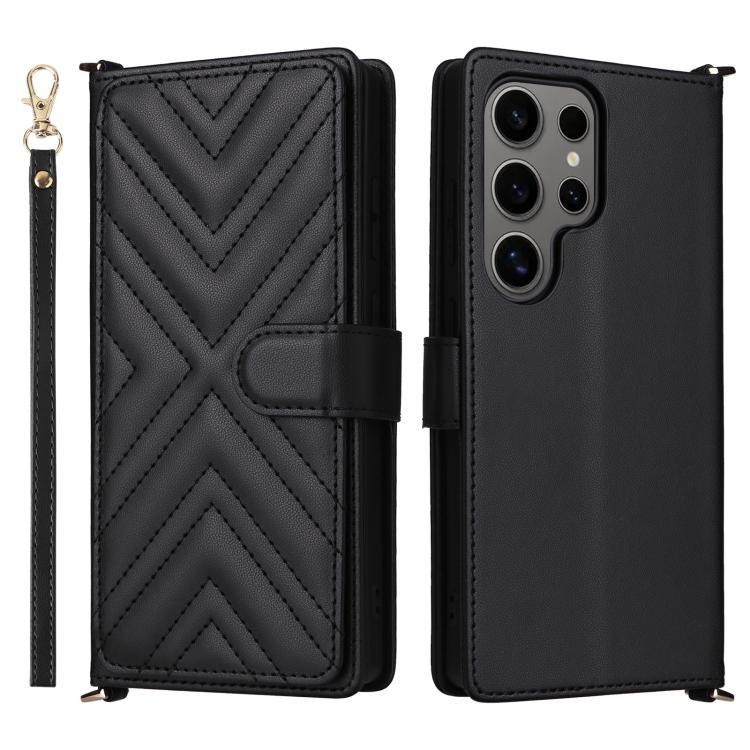 Multifunctional 6-Card Slots Leather Phone Case with Wrist Strap