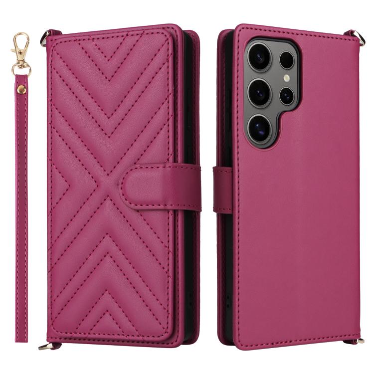 Multifunctional 6-Card Slots Leather Phone Case with Wrist Strap