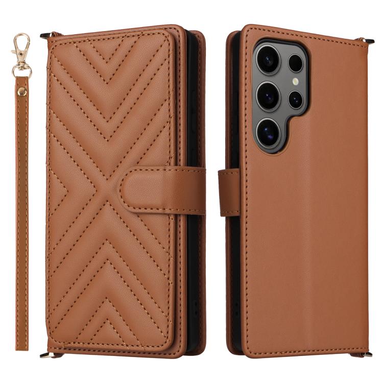 Multifunctional 6-Card Slots Leather Phone Case with Wrist Strap
