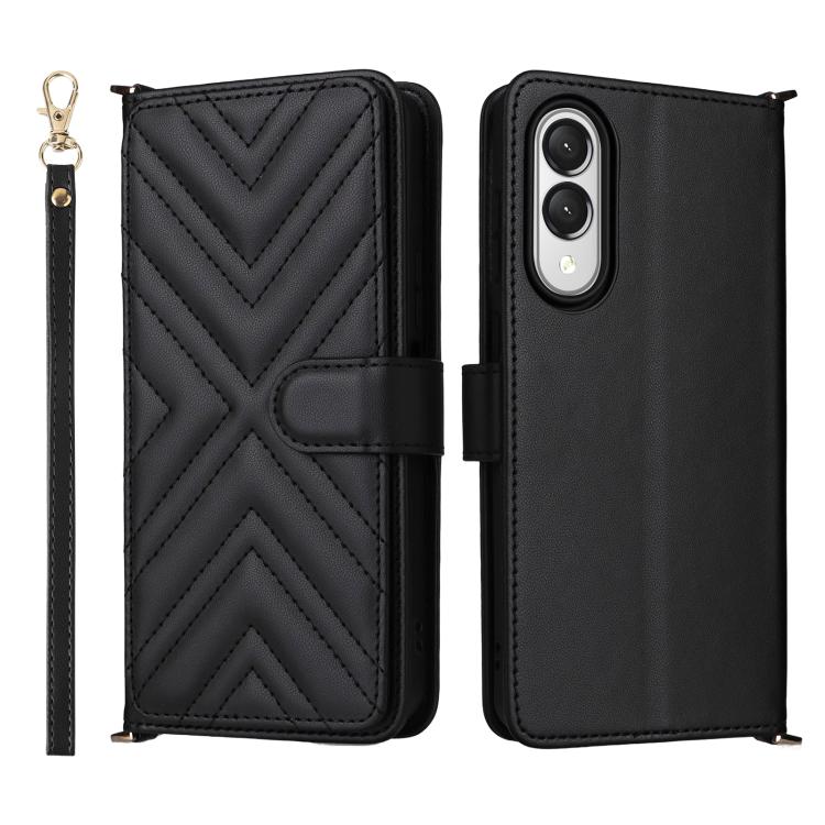 Multifunctional 6-Card Slots Leather Phone Case with Wrist Strap