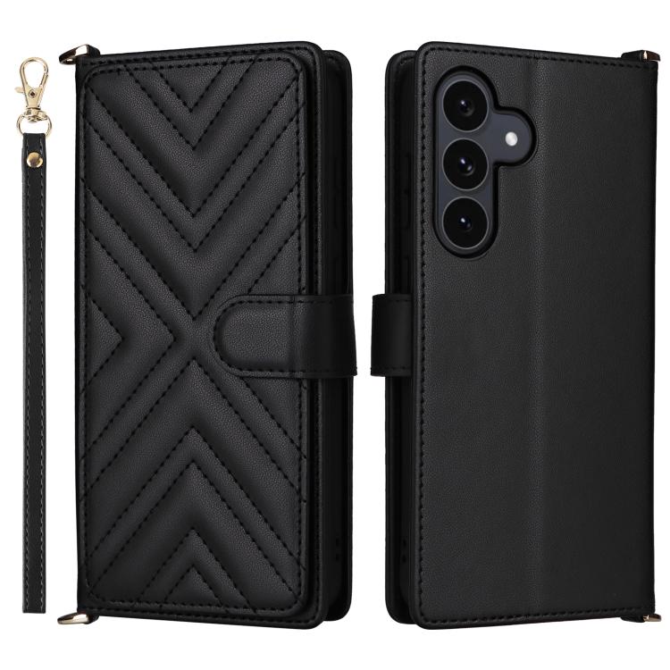 Multifunctional 6-Card Slots Leather Phone Case with Wrist Strap
