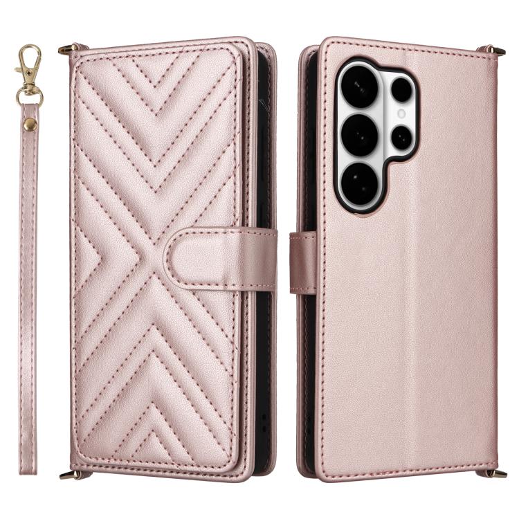 Multifunctional 6-Card Slots Leather Phone Case with Wrist Strap