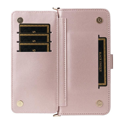 Multifunctional 6-Card Slots Leather Phone Case with Wrist Strap