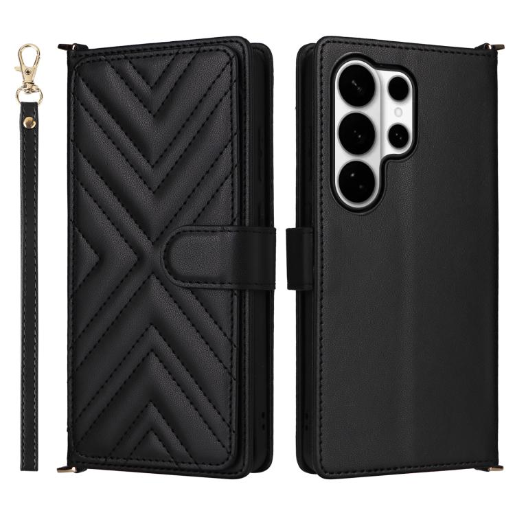 Multifunctional 6-Card Slots Leather Phone Case with Wrist Strap