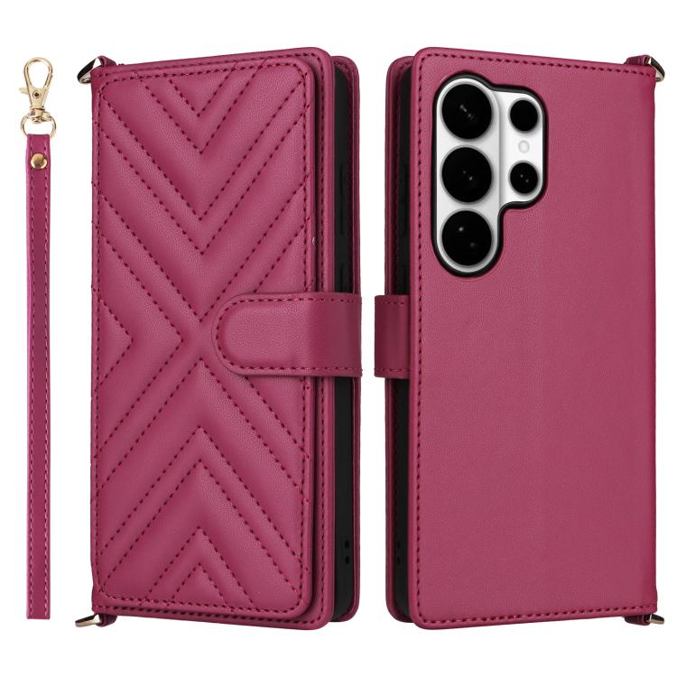 Multifunctional 6-Card Slots Leather Phone Case with Wrist Strap