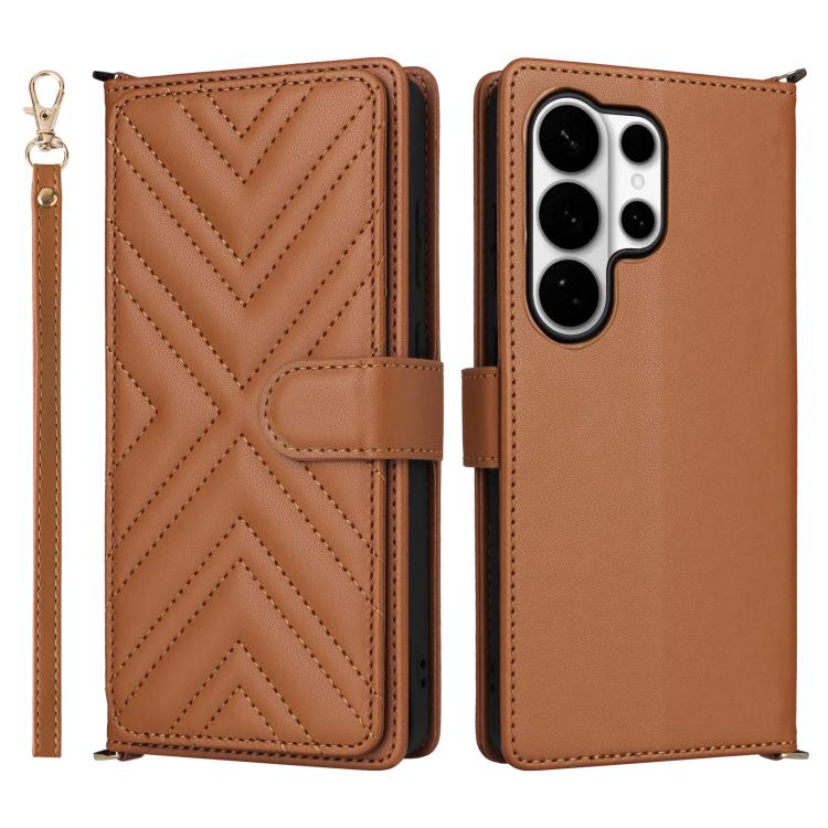 Multifunctional 6-Card Slots Leather Phone Case with Wrist Strap