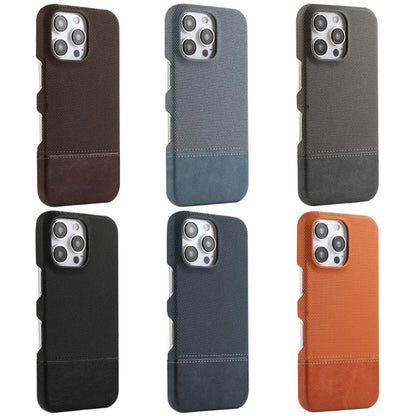 Stitching Cloth MagSafe Magnetic PC Hybrid PU Phone Case