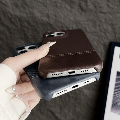 Stitching Cloth MagSafe Magnetic PC Hybrid PU Phone Case