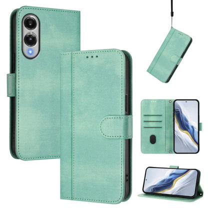 Line Splicing Buckle Retro Leather Phone Case