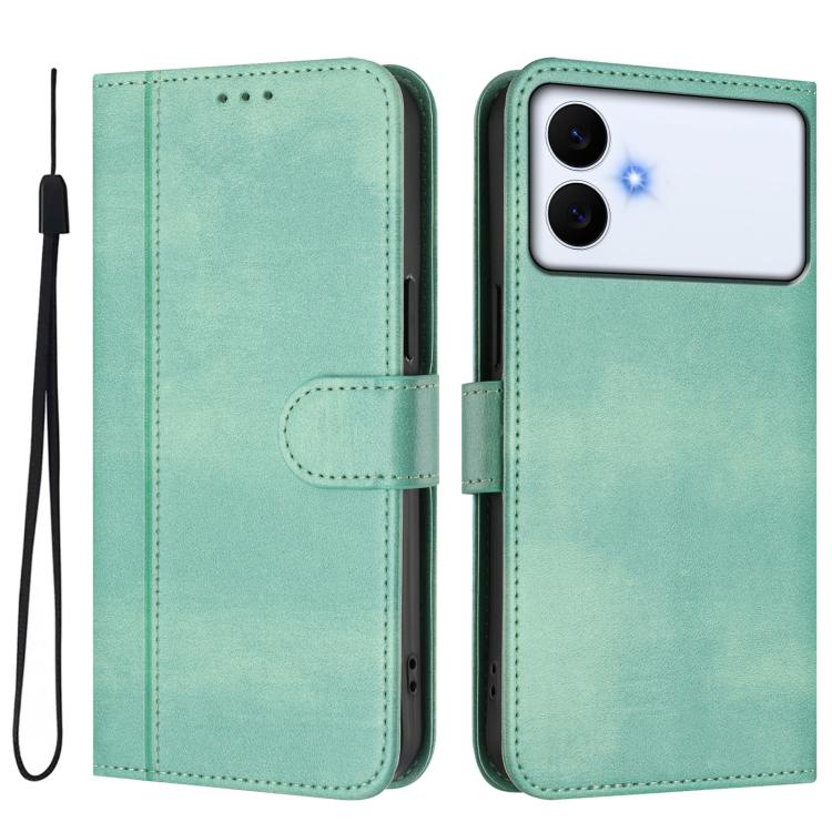Line Splicing Buckle Retro Leather Phone Case