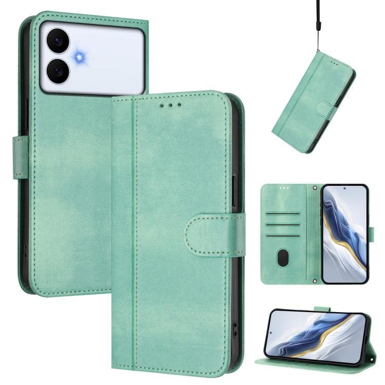 Line Splicing Buckle Retro Leather Phone Case