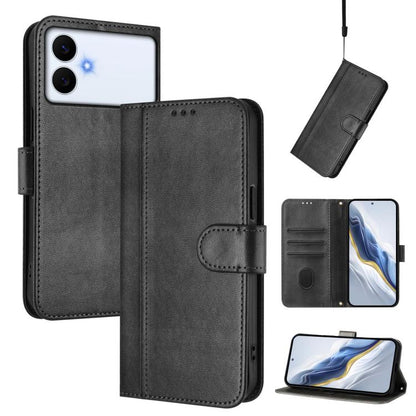 Line Splicing Buckle Retro Leather Phone Case