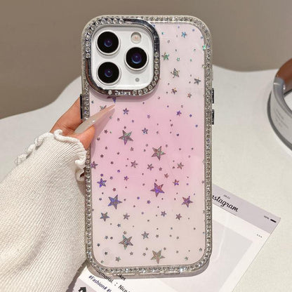 Holographic Starry Pattern TPU Hybrid IMD Full Coverage Phone Case