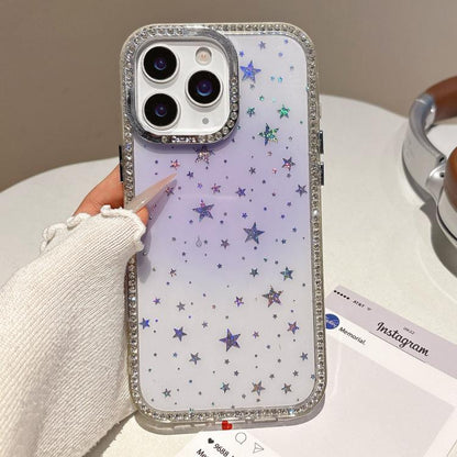 Holographic Starry Pattern TPU Hybrid IMD Full Coverage Phone Case