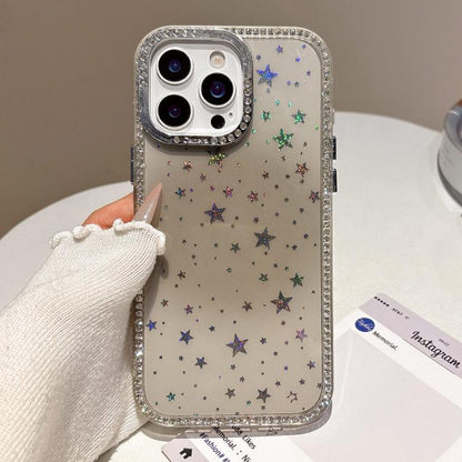 Holographic Starry Pattern TPU Hybrid IMD Full Coverage Phone Case