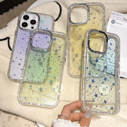 Holographic Starry Pattern TPU Hybrid IMD Full Coverage Phone Case