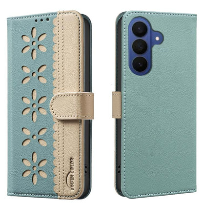 Splicing Color Hollow Flower Pattern RFID Leather Phone Case