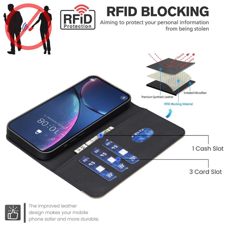 Splicing Color Hollow Flower Pattern RFID Leather Phone Case