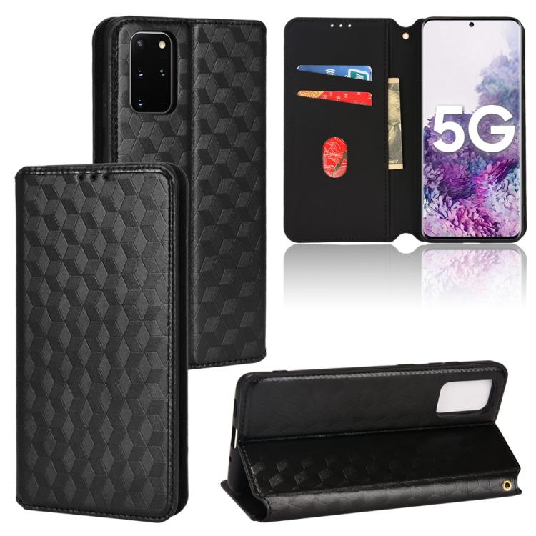 Cubic Grid Texture Flip Leather Phone Case