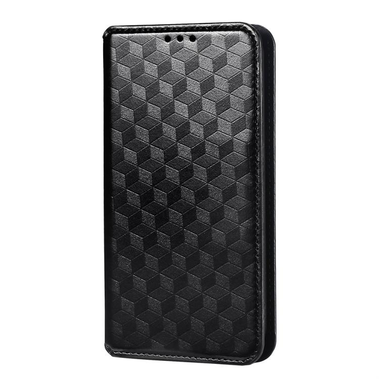 Cubic Grid Texture Flip Leather Phone Case